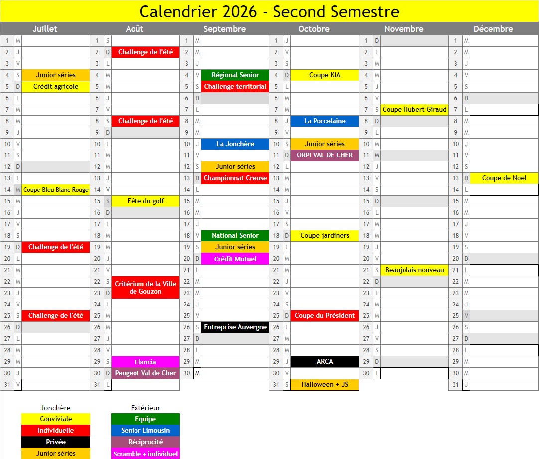 Calendrier 2026